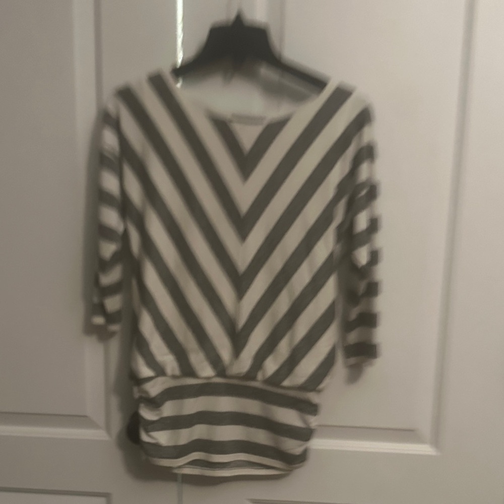Striped Gray and White Women's Top